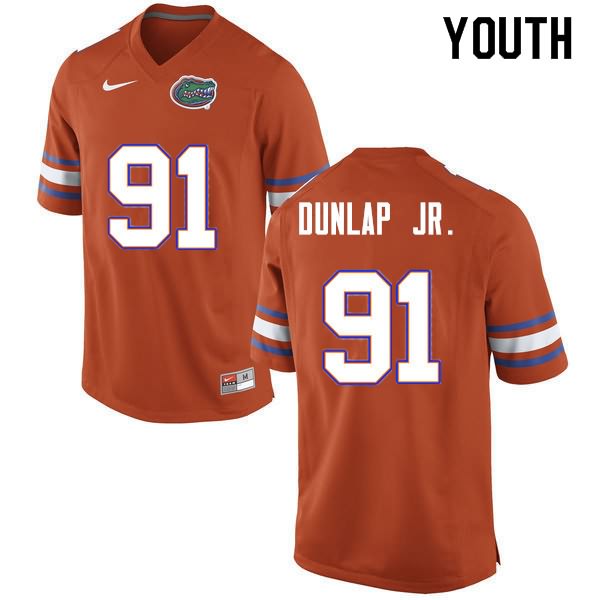 NCAA Florida Gators Marlon Dunlap Jr. Youth #91 Nike Orange Stitched Authentic College Football Jersey LZQ5564XT